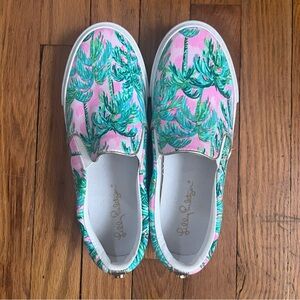 NEW Lilly Pulitzer Julie Print Slip-On Sneaker - Pink Blossom Canvas | S…